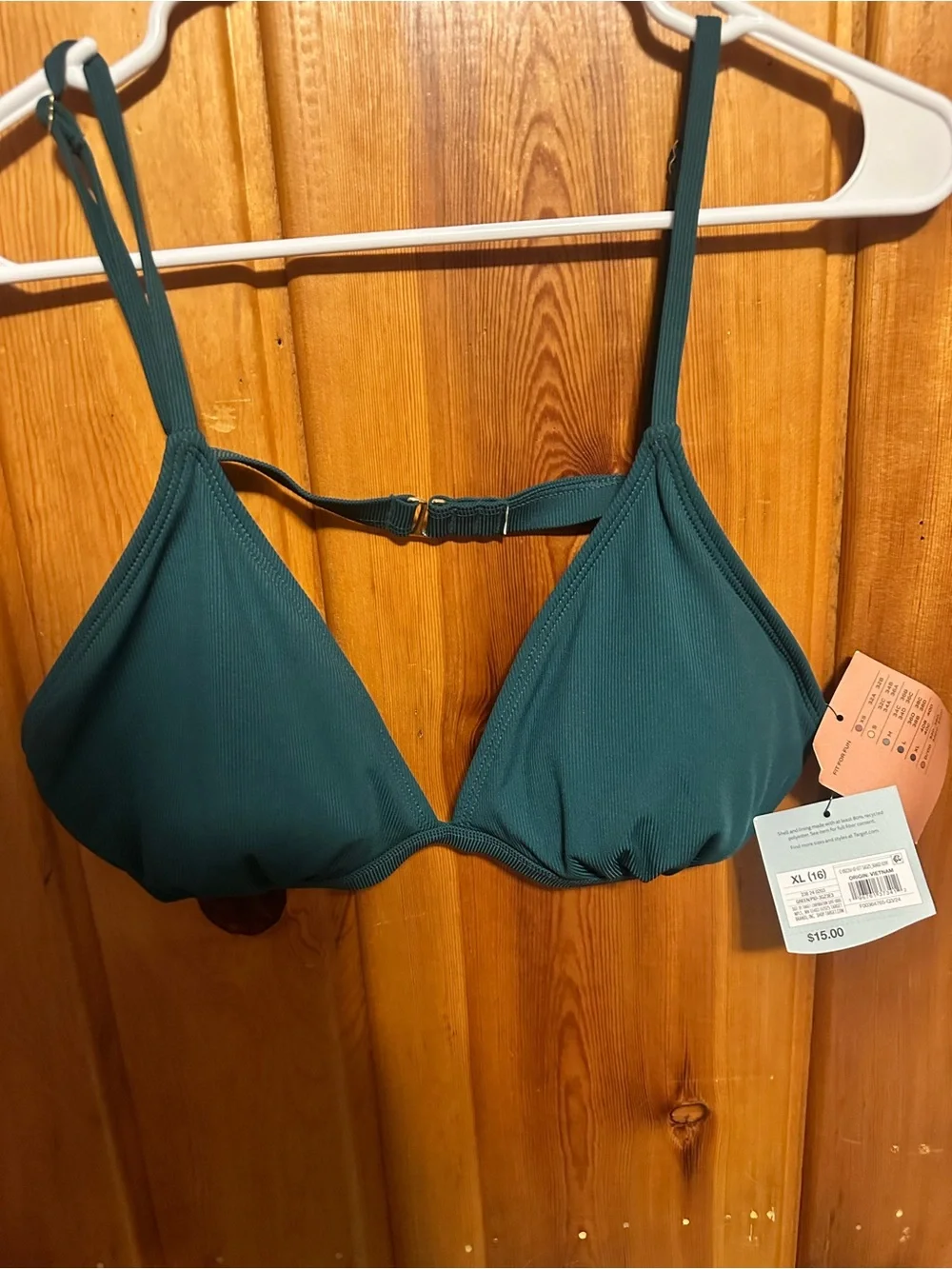 Teal Triangle Bikini Top - Adjustable Straps